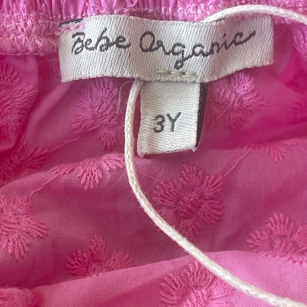 Bebe Organic Pink Halter Dress Eyelet Cotton Summer Toddler Girl Sz 3 Boutique - Picture 3 of 4